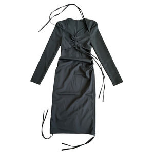 J KOO‎ front and sides ruched Tie Long sleeve dress Size XS